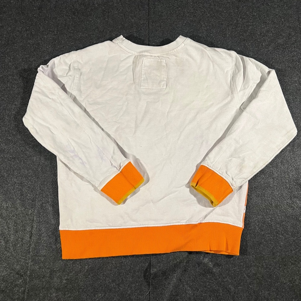 Heritage America Sweatshirt Womens Large White Orange Wolf Graphic Stars Stripes - Picture 2 of 6